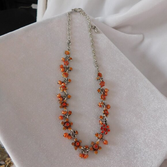 Ladies Pilgrim Orange/Coral Designed Necklace - Great Autumn Colors - Picture 2 of 4